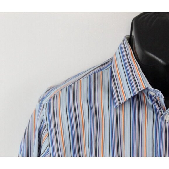 Robert Graham Mens Shirt Striped Long Sleeve Button Flip Cuff Multi Sz L - Picture 4 of 15